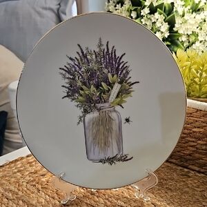 Floral Decorative Plate with Lavender Design
